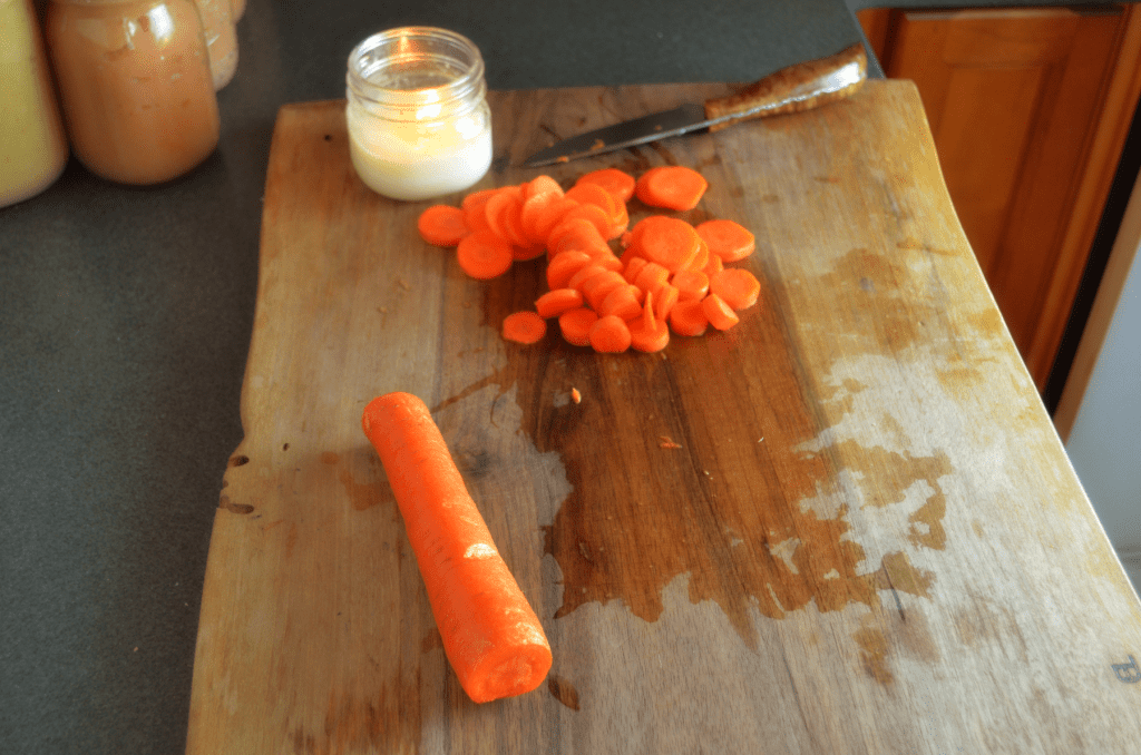 cutting carrots