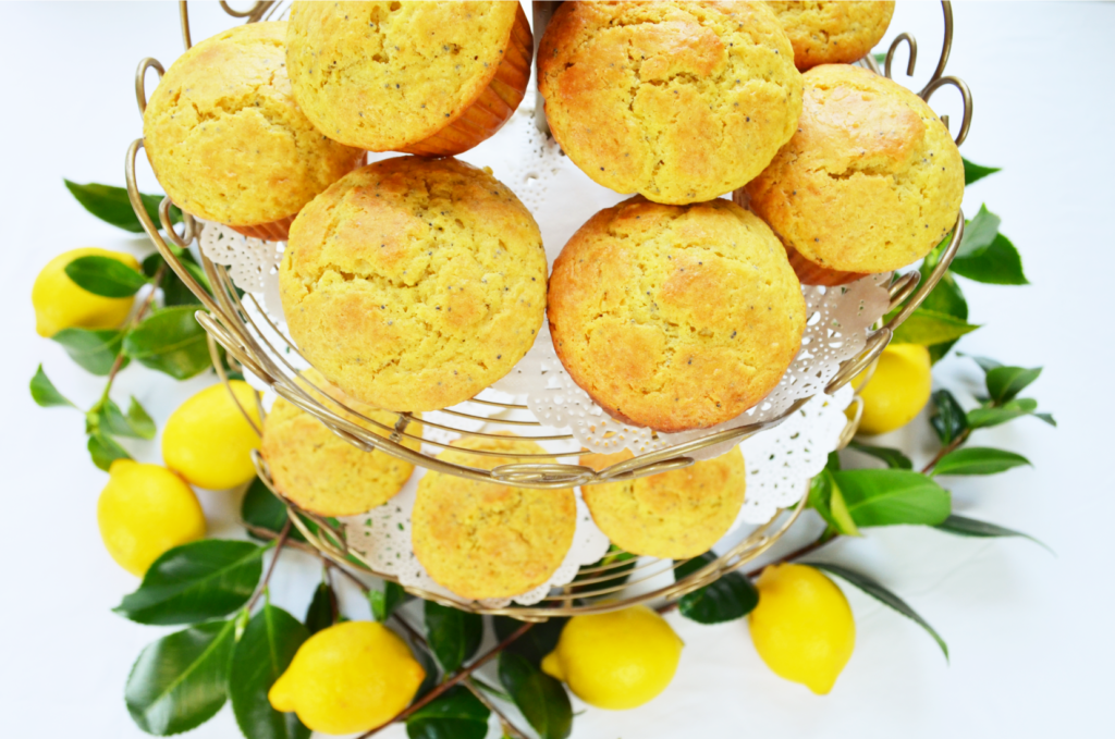 lemon poppy seed muffins with einkorn flour