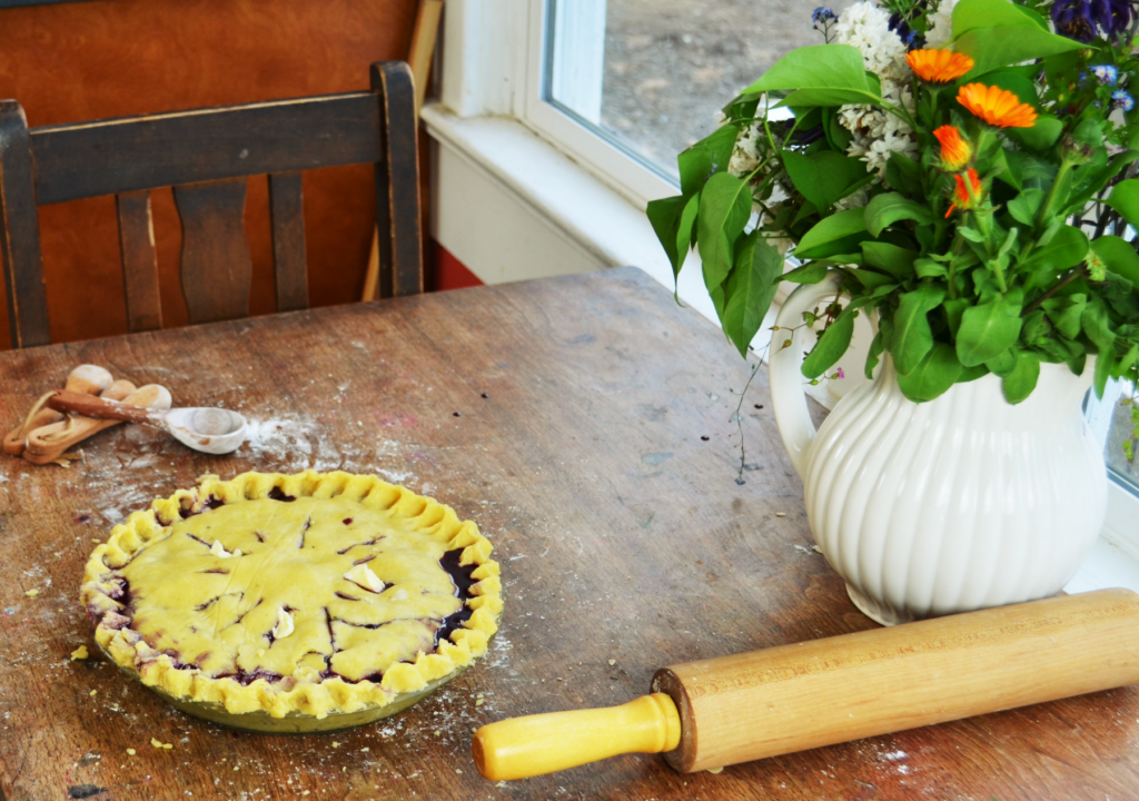 An easy blueberry pie homemade and to be baked