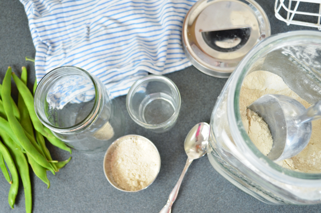 ingredients needed to make an einkorn sourdough starter