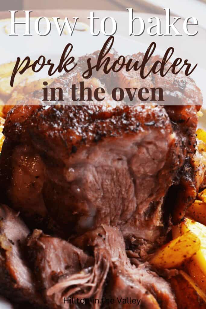 A juicy pork shoulder cut shows moist meat and a maple glazed top.